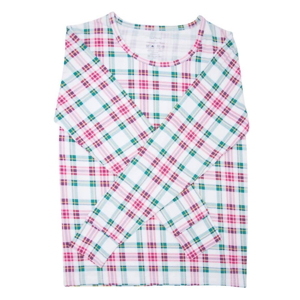 NEW SWEET BAMBOO adult tartan bamboo pajama set in white